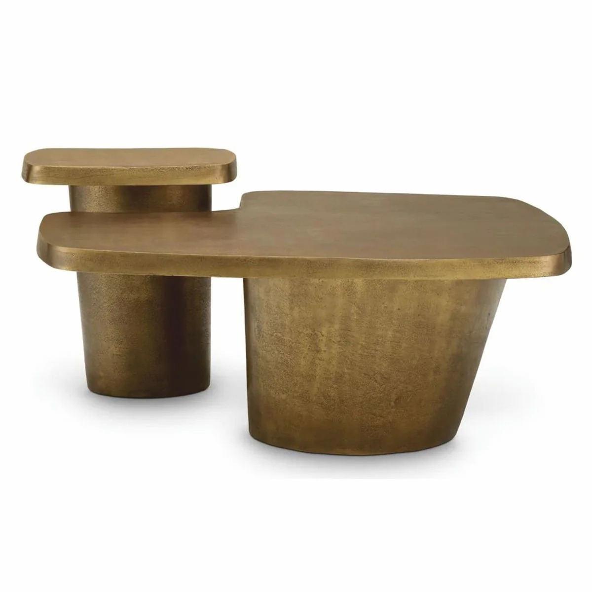 Luxus Aluminium Couchtisch Set Vintage Messing - Hotel & Wohnzimmer Möbel