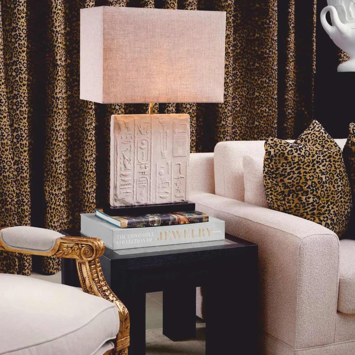 Luxus Deko Kissen Leopard Beige / Schwarz 60 x 60 cm - Deko Accessoires