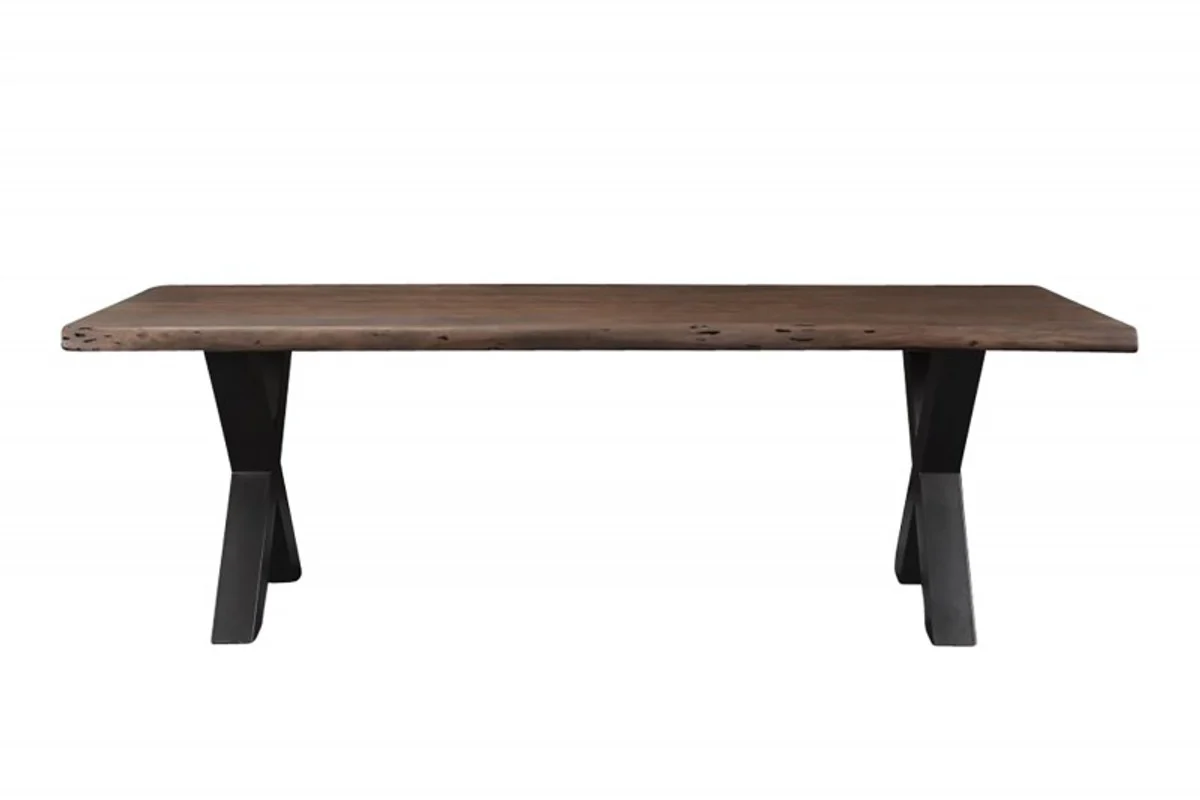 Massivholz Esstisch Akazie mit Eisengestell 200 x 100 x H.77 cm - Designer Tisch