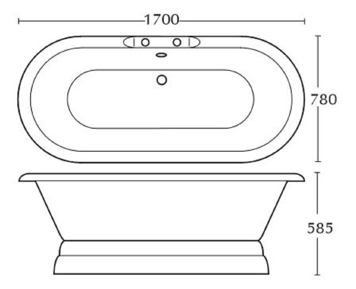 Luxus Jugendstil Badewanne Schwarz / Weiß 170 x 78 x H. 58,5 cm - Freistehende Badewanne - Badezimmermöbel