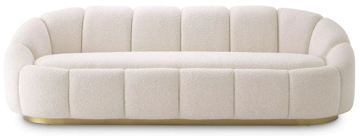 Luxus Sofa Creme / Messing 230 x 80 x H. 71 cm - Wohnzimmer & Hotel Sofa - Wohnzimmer & Hotel Möbel - Luxus Kollektion