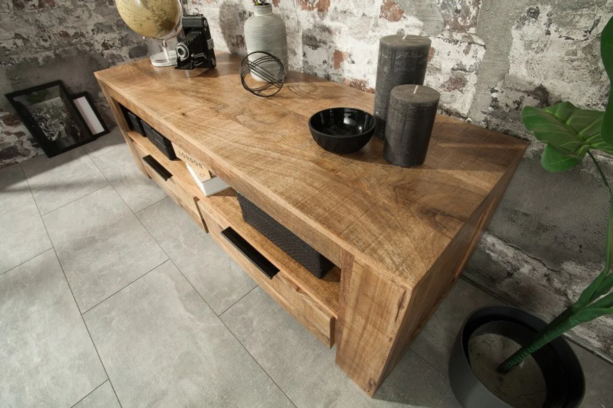 Designer Fernsehschrank Natur B.130cm x H.45cm x T.45cm - Sideboard - Kommode - Handgefertigt aus Mango Massivholz!