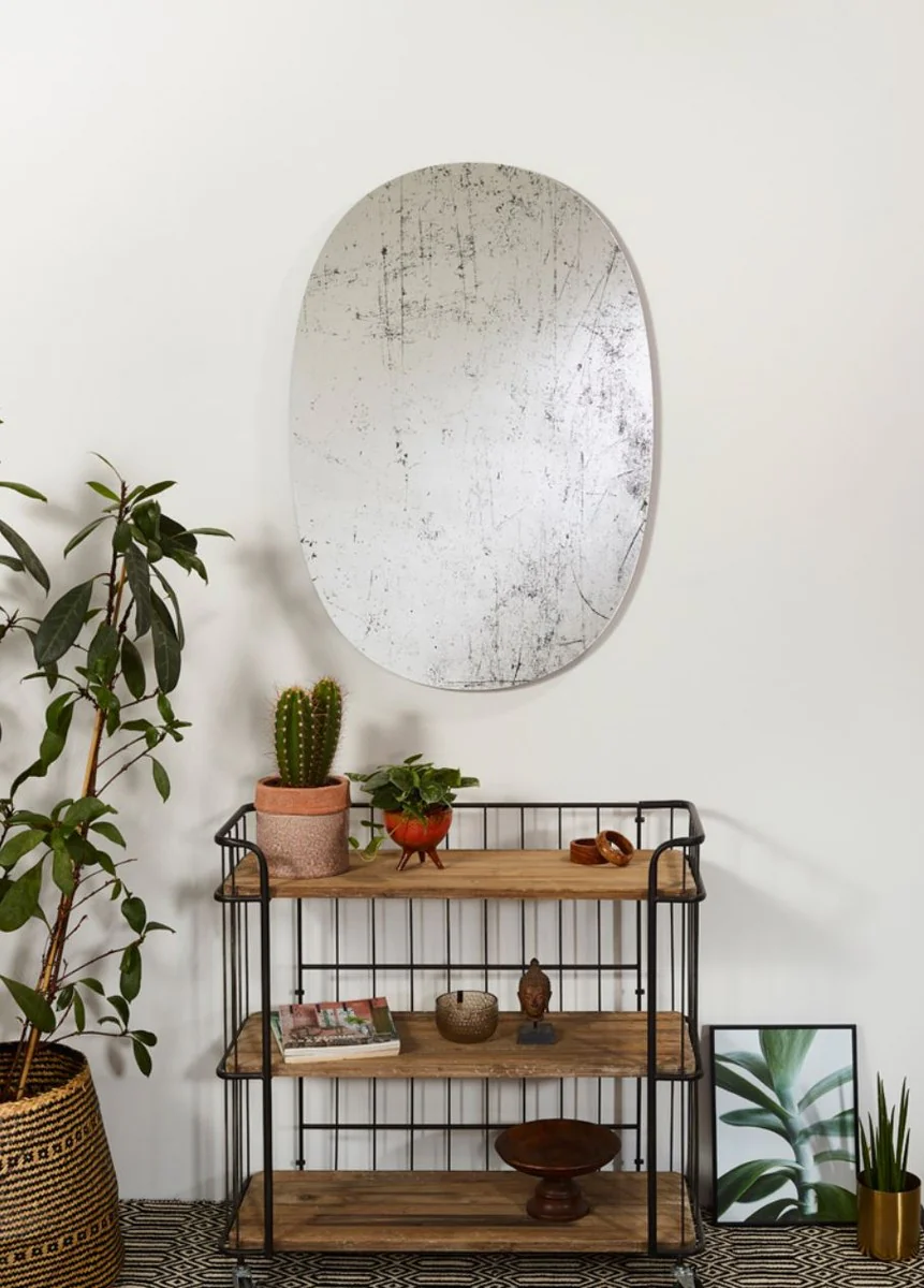 Designer Wandspiegel Schwarz 76 x H. 110 cm - Luxus Wohnzimmer Spiegel