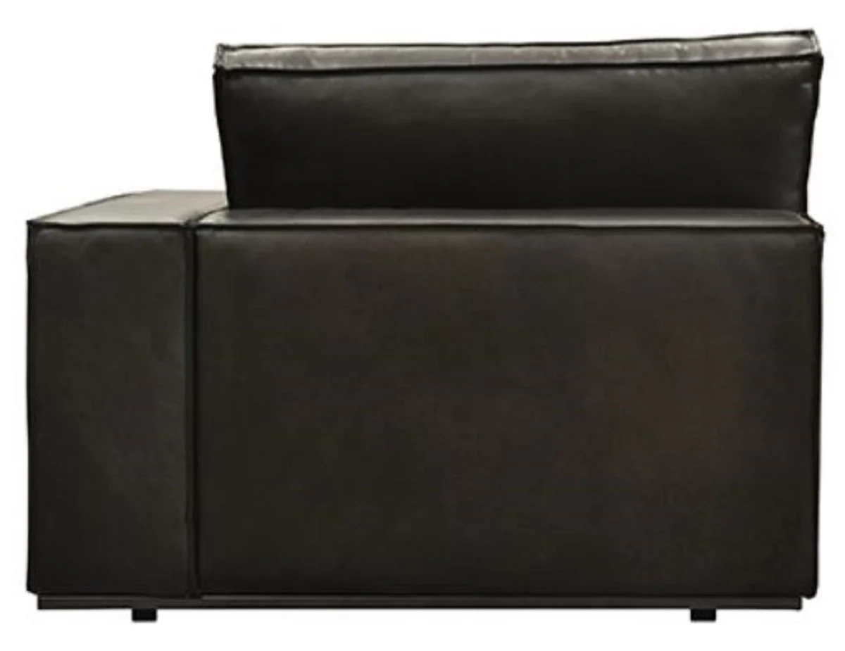 Luxus Leder Chaiselongue Linke Seite Schwarz 106 x 186 x H. 83 cm - Echtleder Liegesessel - Relexliege - Recamiere - Wohnzimmer Möbel - Luxus Möbel