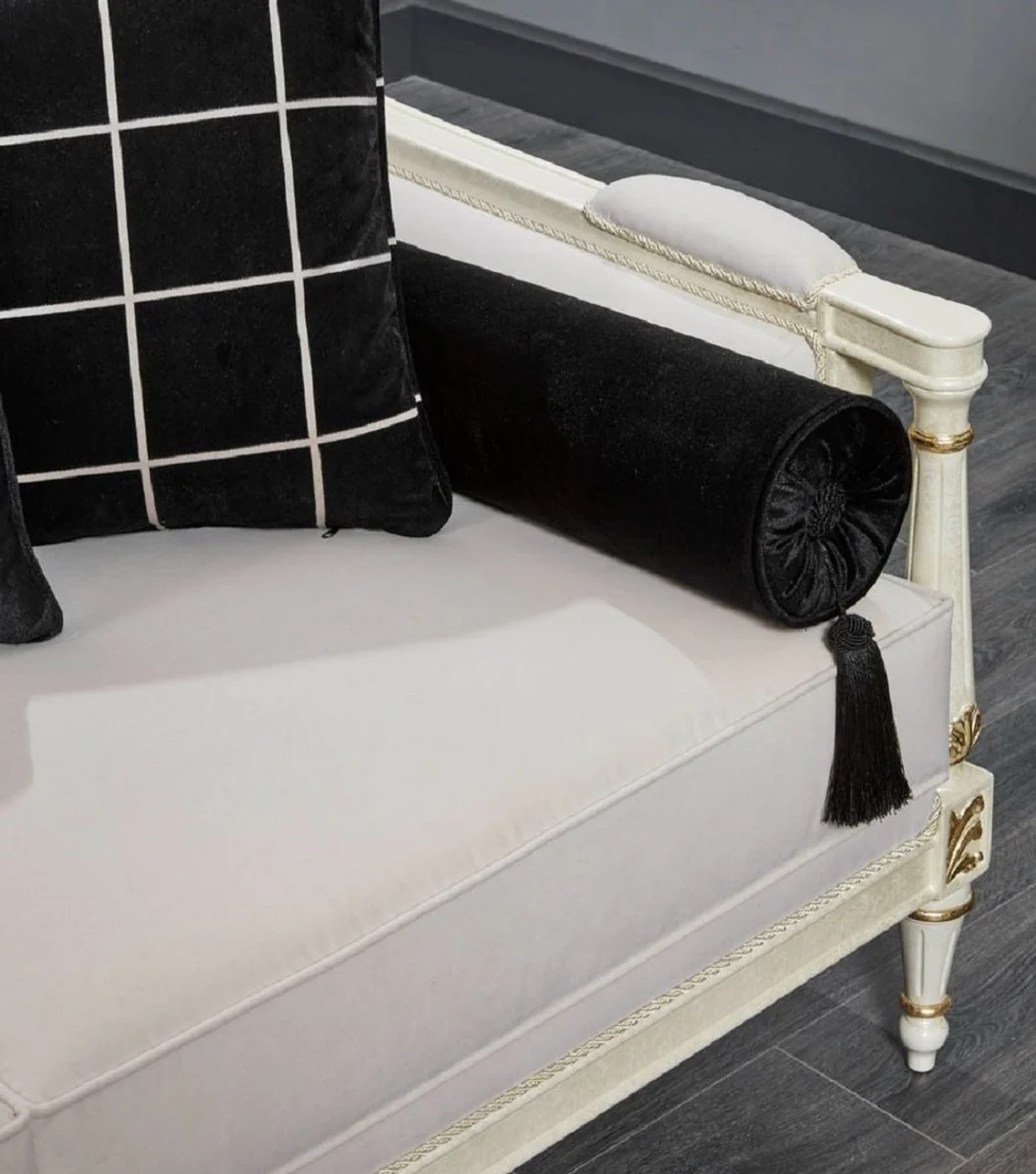 Luxus Barock Sofa Weiß / Grau / Schwarz / Gold 260 cm - Barock Wohnzimmer Möbel