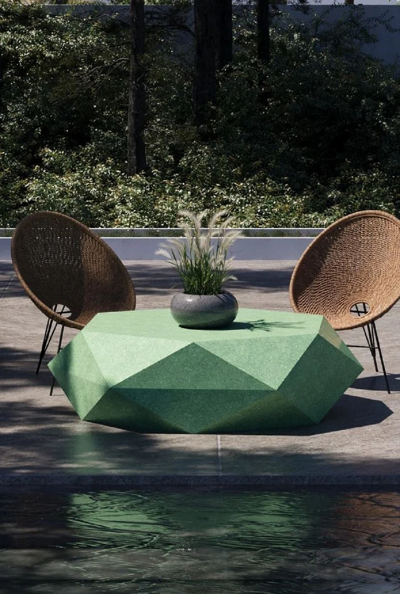 Luxus Beton Couchtisch Grün 143 cm - Wohnzimmer & Garten Möbel