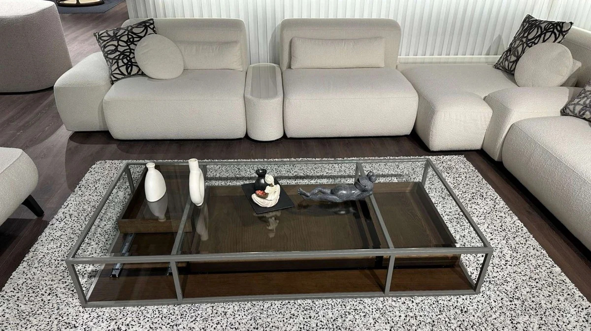 Luxus Ecksofa Creme 431 x 400 x H. 73 cm - Wohnzimmer Sofa - Wohnzimmer Möbel - Luxus Möbel - Luxus Wohnzimmer Einrichtung