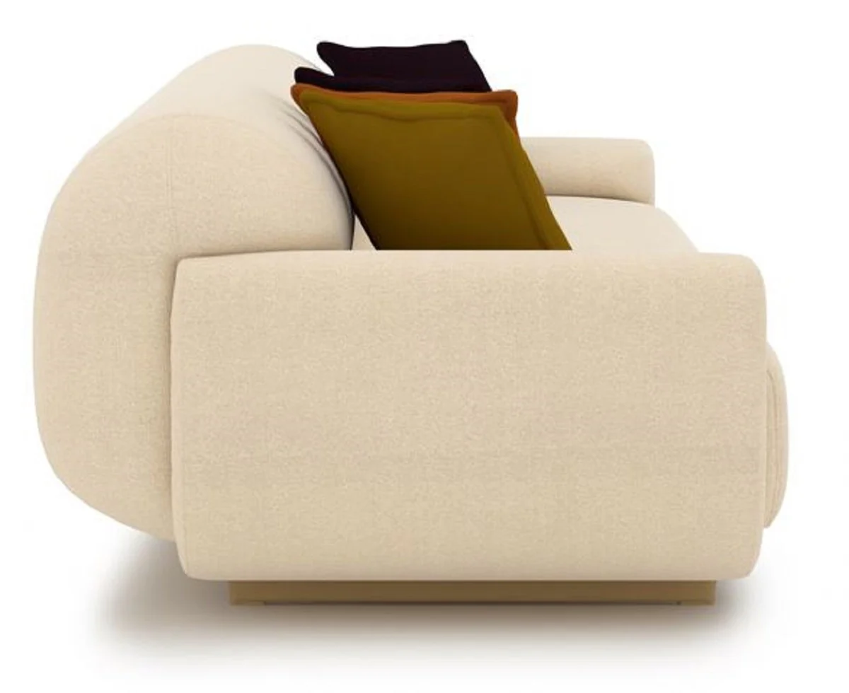 Luxus Sofa Creme / Beige 250 x 105 x H. 70 cm - Wohnzimmer Sofa - Hotel Sofa - Wohnzimmer Möbel - Hotel Möbel - Luxus Möbel - Luxus Einrichtung - Wohnzimmer Einrichtung