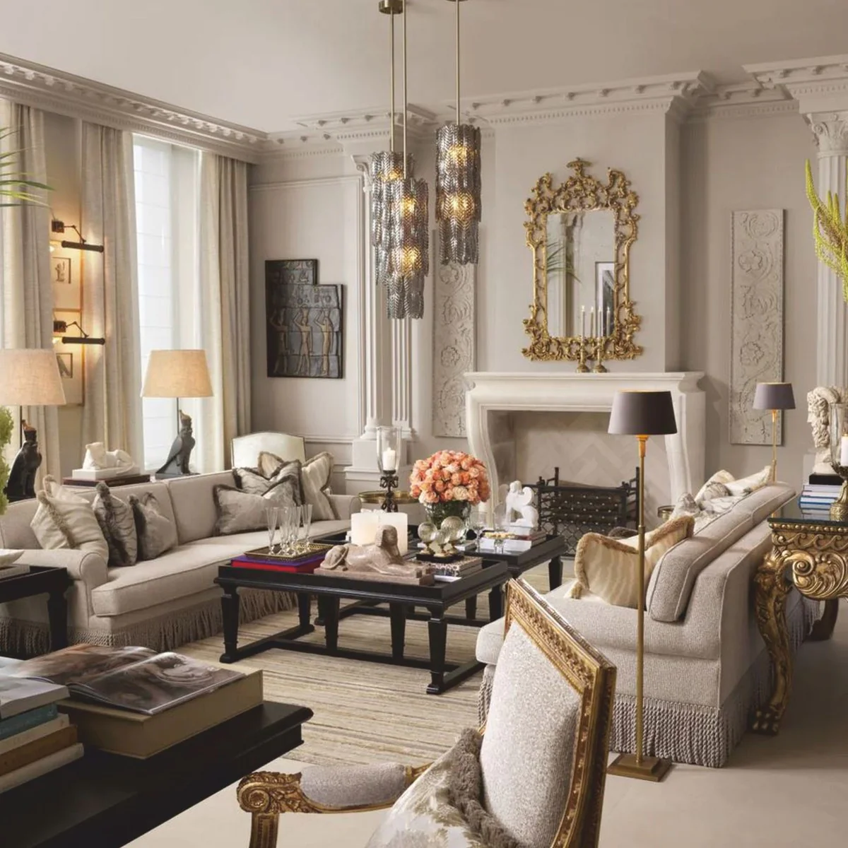 Luxus Barock Wandrelief Sandfarben 179 cm - Barock Wanddeko