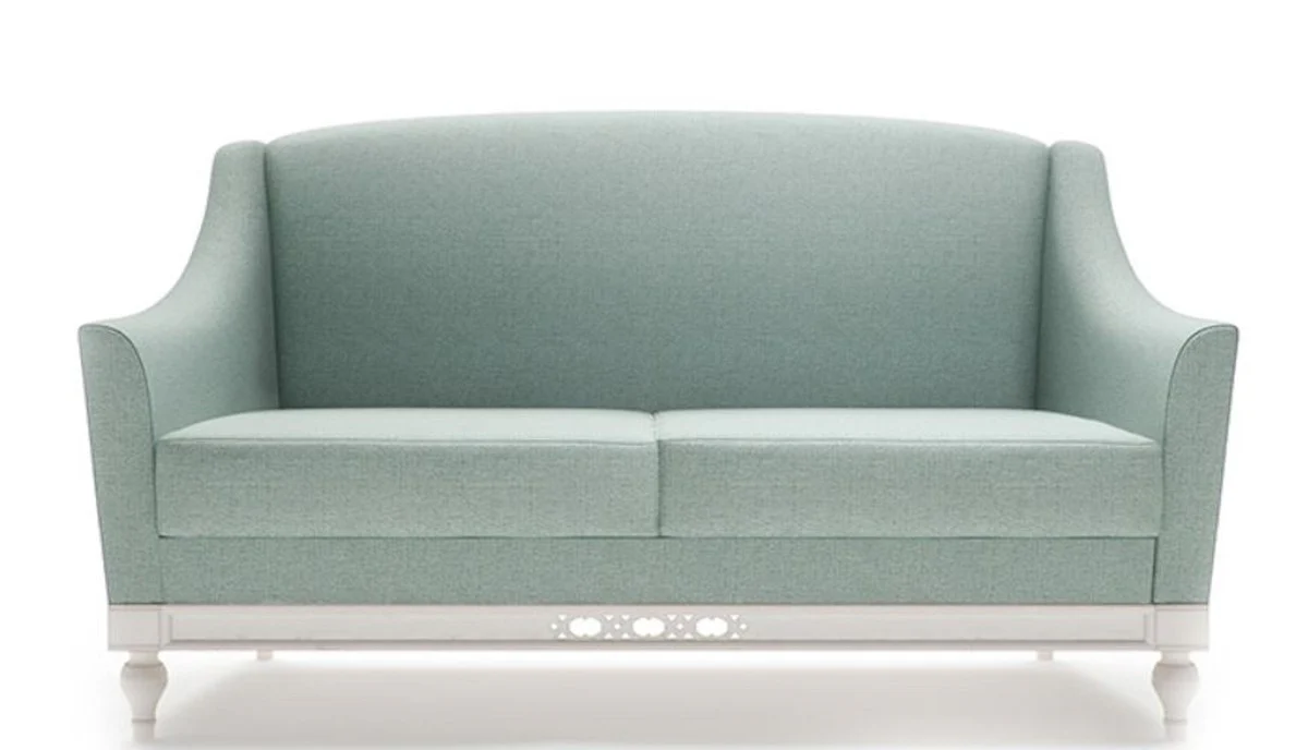 Luxus Jugendstil 2er Sofa Mintgrün / Weiß 152 x 90 x H. 96 cm - Luxus Qualität