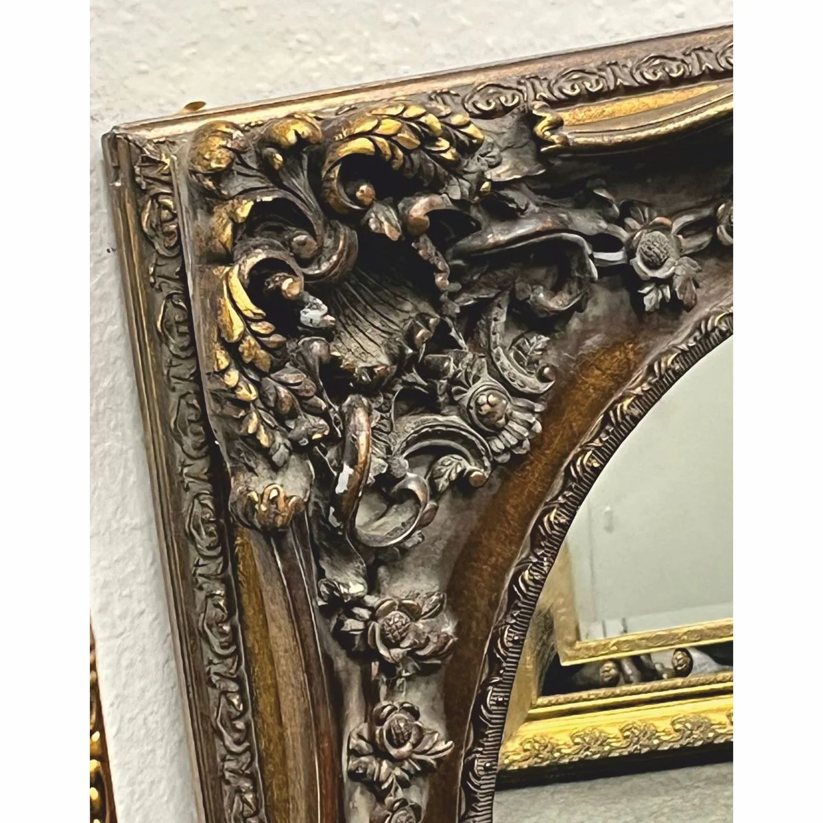 Barock Spiegel Antik Gold / Grau H. 88 cm - Barockstil Möbel