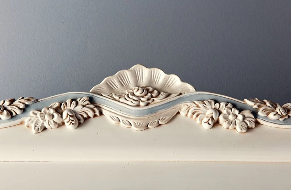 Luxus Barock Vitrine Creme / Grau - Handgefertigter italienischer Barockstil Vitrinenschrank - Barockstil Möbel - Italienische Barock Möbel - Luxus Qualität - Made in Italy