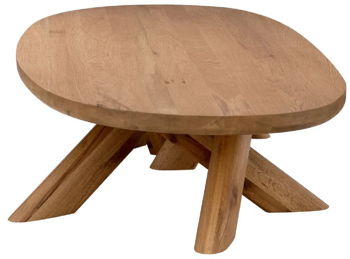 Luxus Massivholz Couchtisch Braun 170 x 85 x H. 35 cm - Ovaler Eichenholz Wohnzimmertisch - Wohnzimmer Möbel - Luxus Möbel - Luxus Qualität