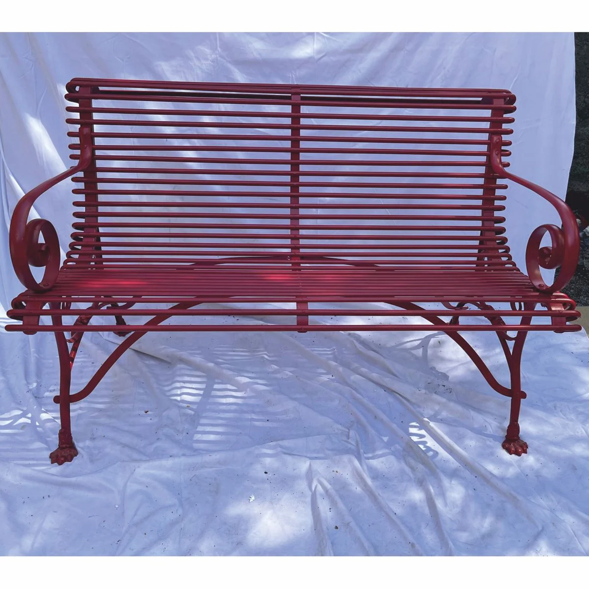 Jugendstil Gartenbank Dunkelrot 120 cm - Barock & Jugendstil Garten Möbel