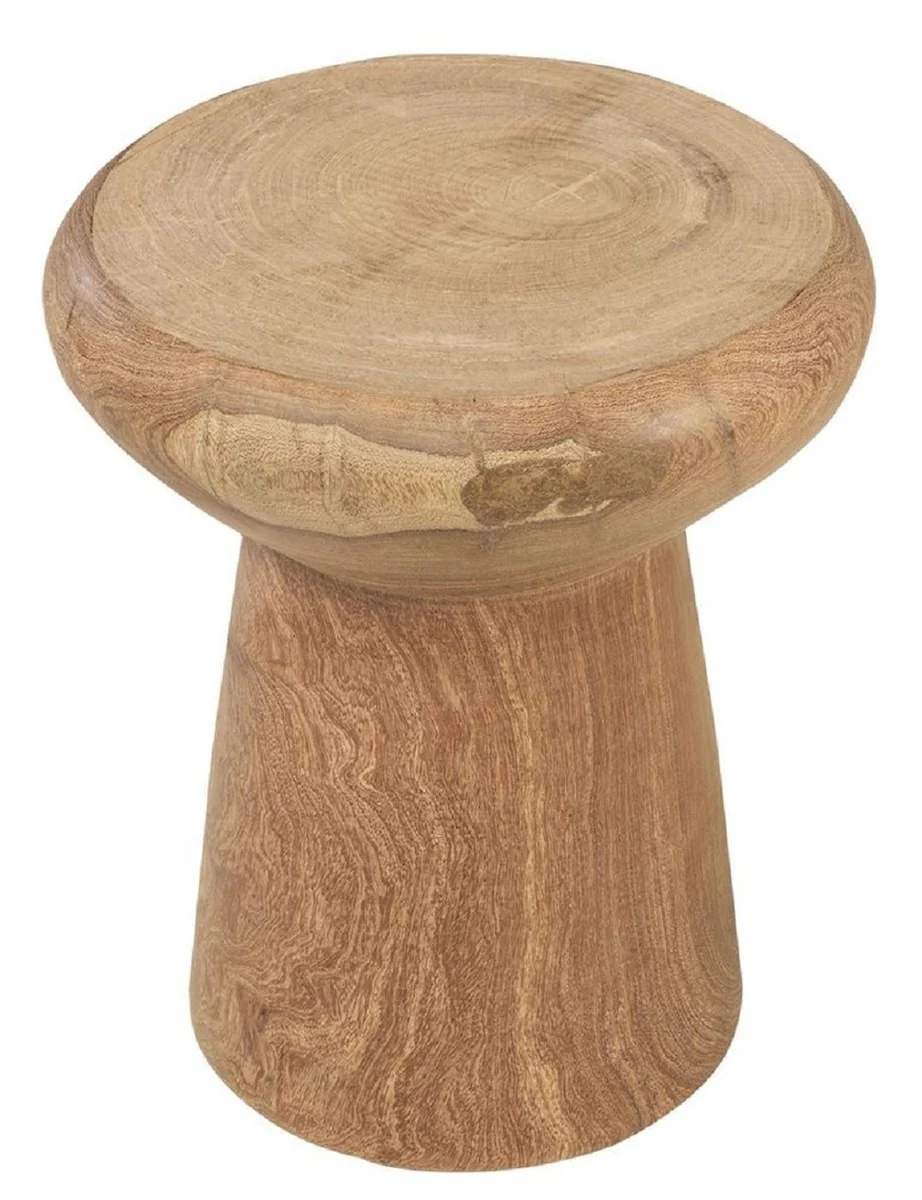 Luxus Massivholz Beistelltisch / Hocker Naturfarben Ø 40 x H. 48 cm - Luxus Möbel