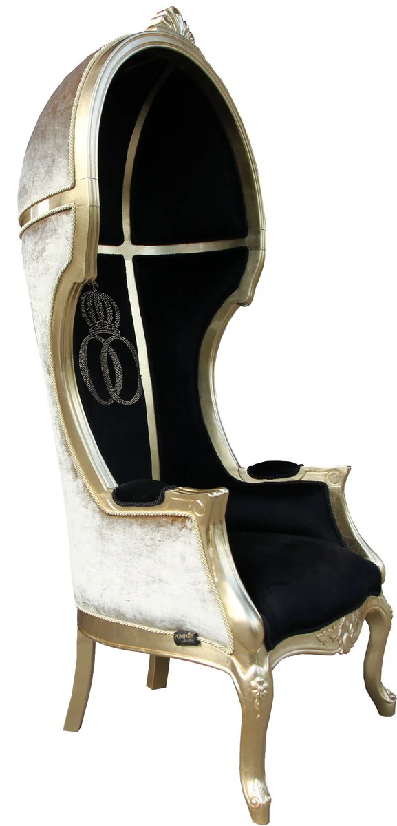 Pompöös by Luxus Ballon Barock Sessel Isabelle Schwarz / Gold mit glitzernder Krone - Pompööser Barock Sessel designed by Harald Glööckler