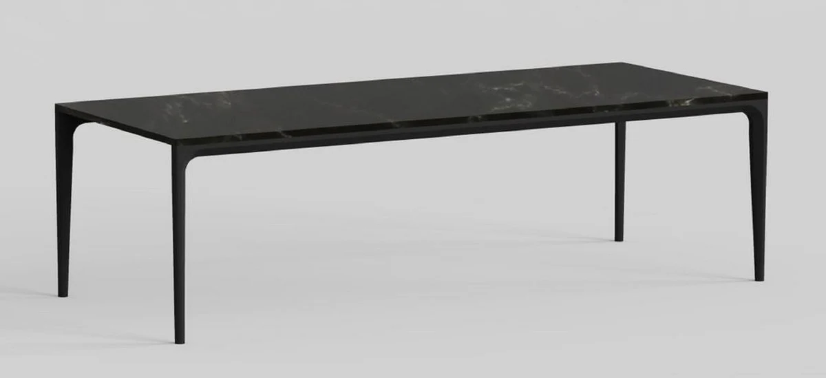 Luxus Esstisch mit Kunstmarmor Tischplatte Schwarz 240 cm