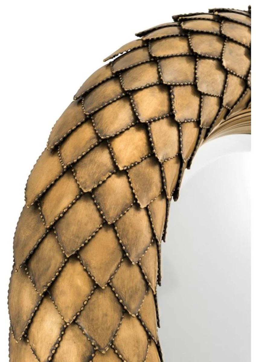 Luxus Wandspiegel Vintage Messing Durchmesser 60 cm - Wohnzimmer Spiegel