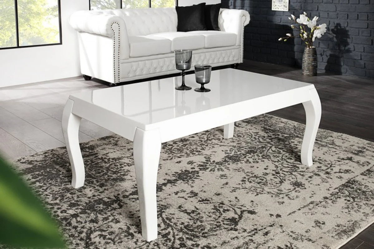 Beistelltisch Weiss - Hochglanz (110x45x60cm) Couchtisch Wohnzimmer Tisch