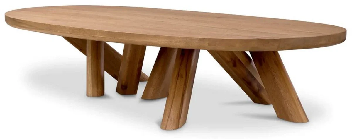 Luxus Massivholz Couchtisch Braun 170 x 85 x H. 35 cm - Ovaler Eichenholz Wohnzimmertisch - Wohnzimmer Möbel - Luxus Möbel - Luxus Qualität