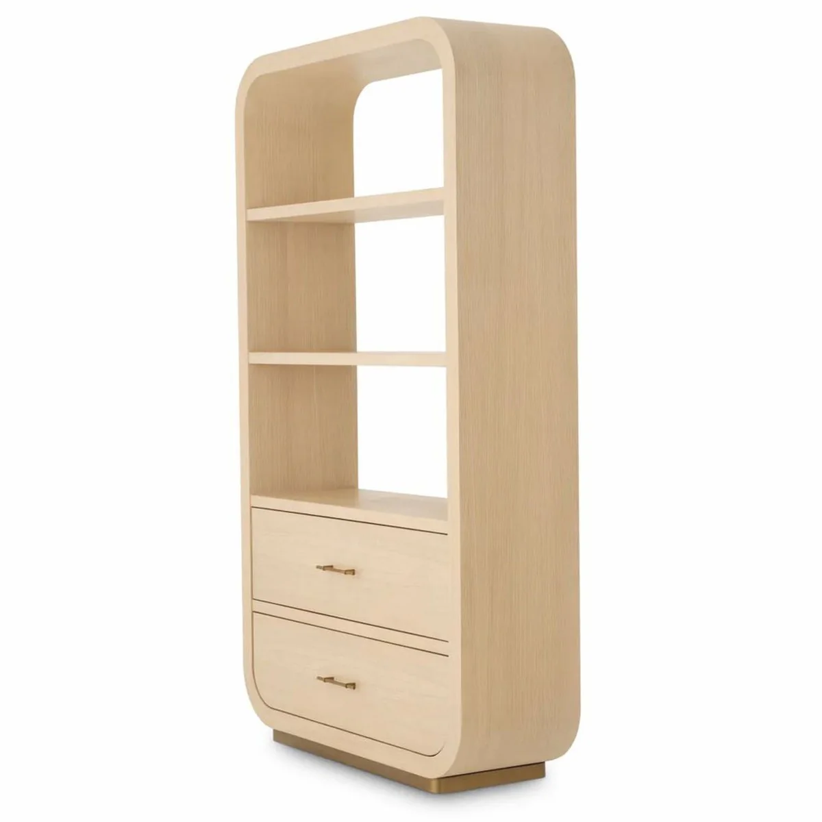 Luxus Regalschrank mit 2 Schubladen Naturfarben / Messing H. 210 cm