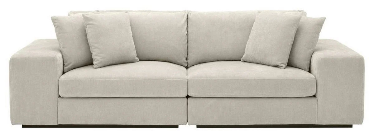 Luxus Wohnzimmer Sofa mit Kissen Sandfarben / Schwarz 280 x 120 x H. 90 cm - Luxus Qualität