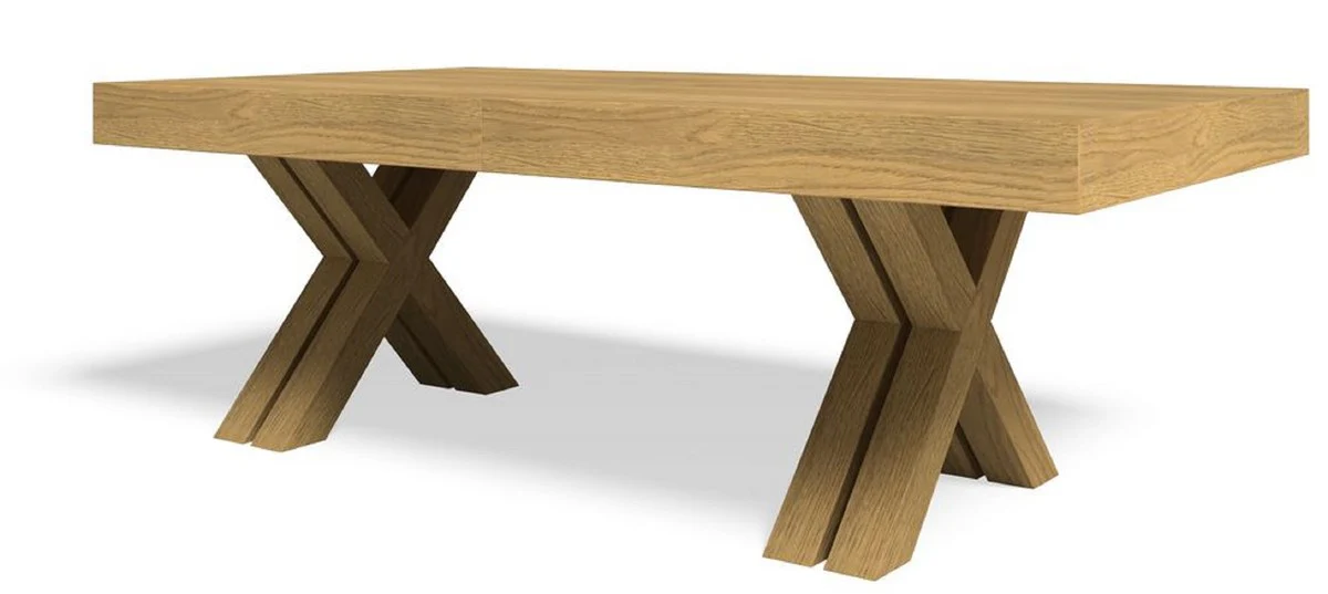 Luxus Esstisch Naturfarben 200-494 x 110 x H. 77 cm - Ausziehbarer Massivholz Konferenztisch - Esszimmer Möbel - Büro Möbel - Massivholz Möbel - Luxus Möbel