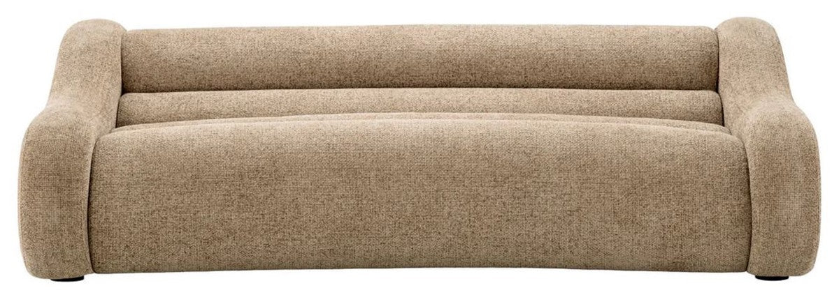 Luxus Sofa Sandfarben 230 x 120 x H. 71 cm - Gebogenes Wohnzimmer Sofa - Wohnzimmer Möbel - Luxus Möbel - Wohnzimmer Einrichtung - Luxus Einrichtung - Luxus Qualität