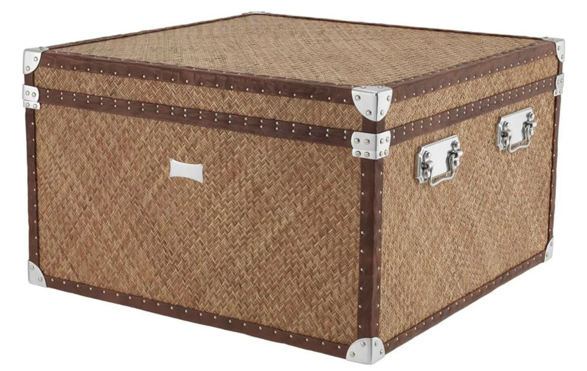 Luxus Couchtisch im vintage Koffer Design 85 x 85 x H. 51 cm - Designer Möbel