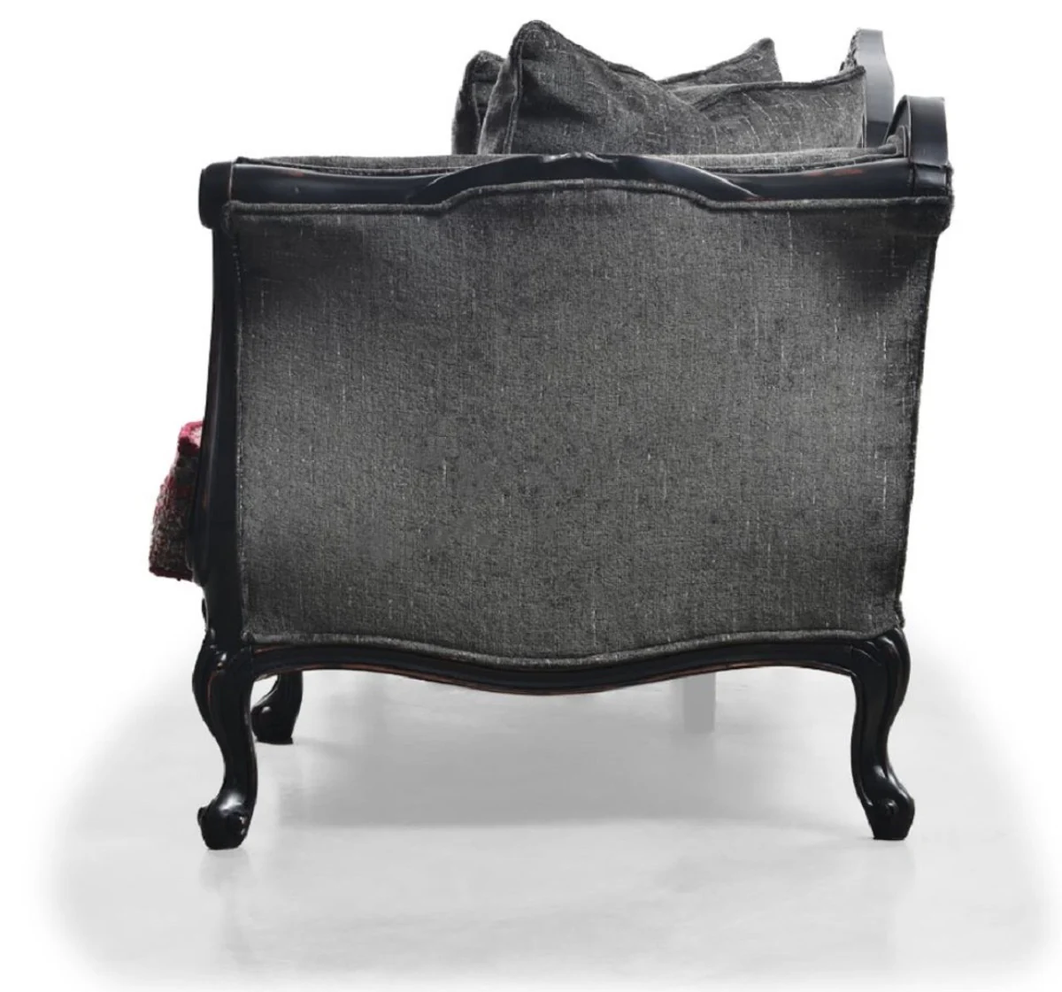 Luxus Barock Sofa Grau / Rot / Antik Schwarz - Prunkvolles Barockstil Wohnzimmer Sofa - Luxus Wohnzimmer Möbel im Barockstil - Barock Möbel - Edel & Prunkvoll