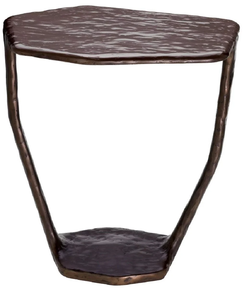 Luxus Designer Beistelltisch Bronze 48 x 46 x H. 50 cm - Aluminium Tisch - Wohnzimmer Möbel - Luxus Möbel - Luxus Einrichtung - Wohnzimmer Einrichtung