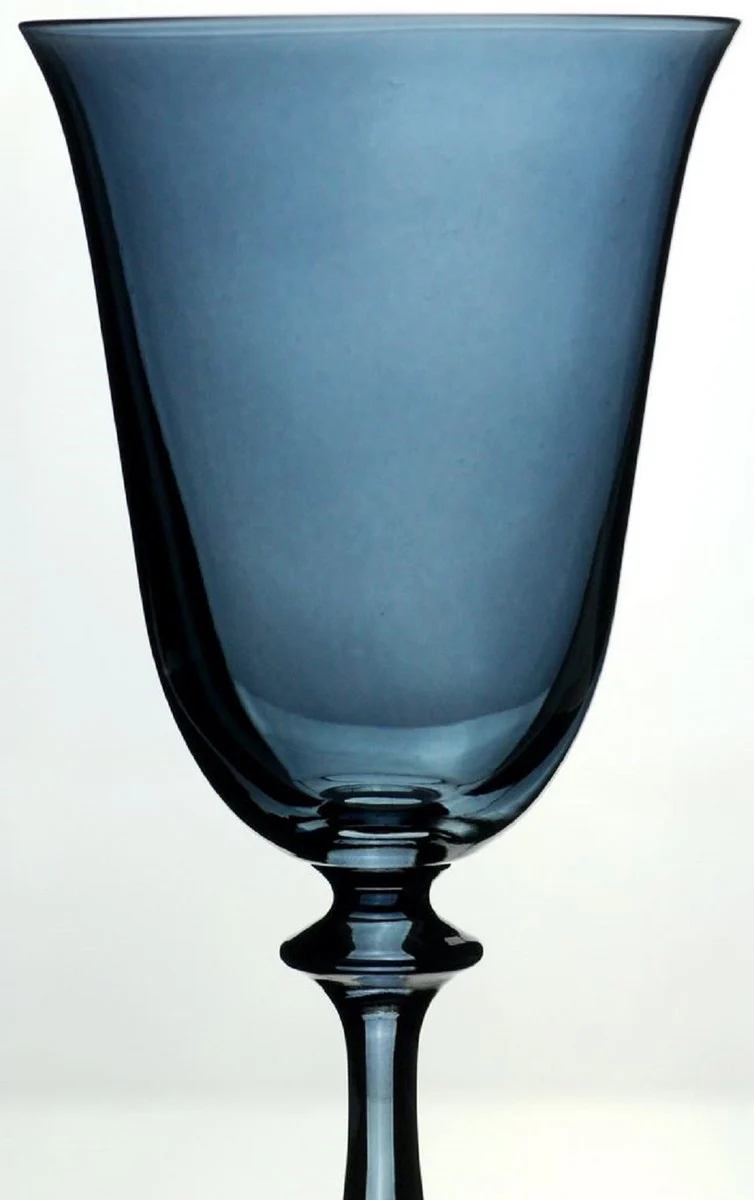 Luxus Barock Weißweinglas 6er Set Blau Ø 8,5 x H. 21 cm - Handgefertigte Weingläser - Hotel & Restaurant Accessoires - Luxus Qualität