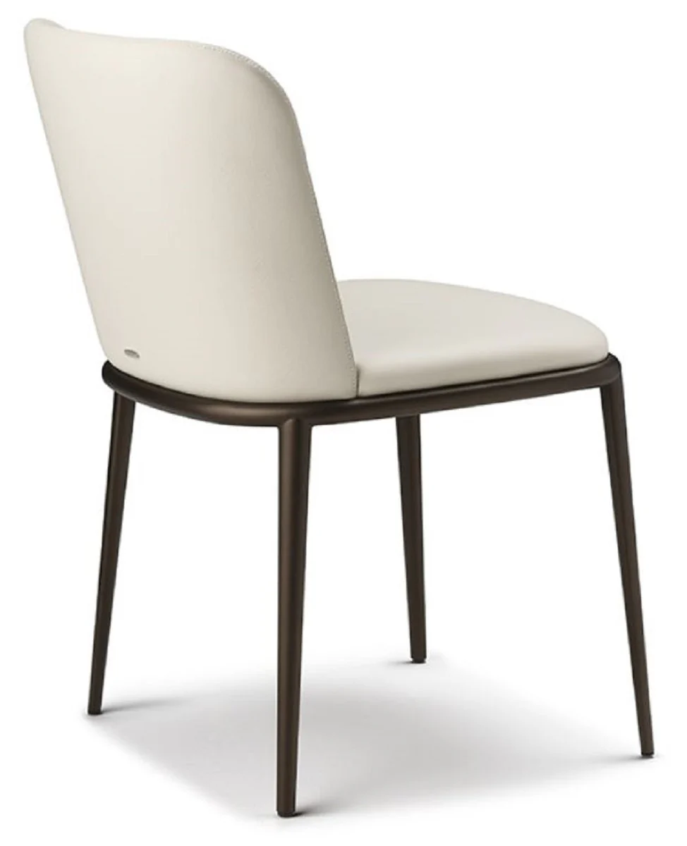 Luxus Esszimmerstuhl 8er Set Cremefarben / Schwarz - Luxus Esszimmer & Restaurant Möbel - Luxus Qualität - Made in Italy