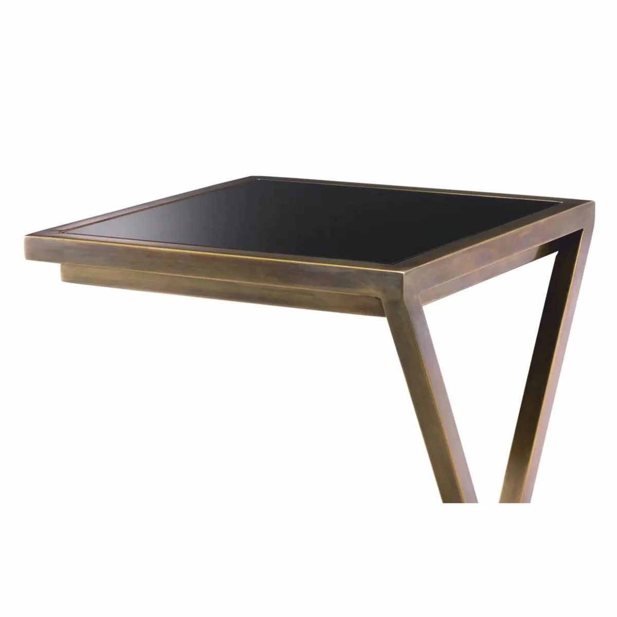 Luxus Beistelltisch Vintage Messing / Schwarz H. 60 cm - Luxus Möbel