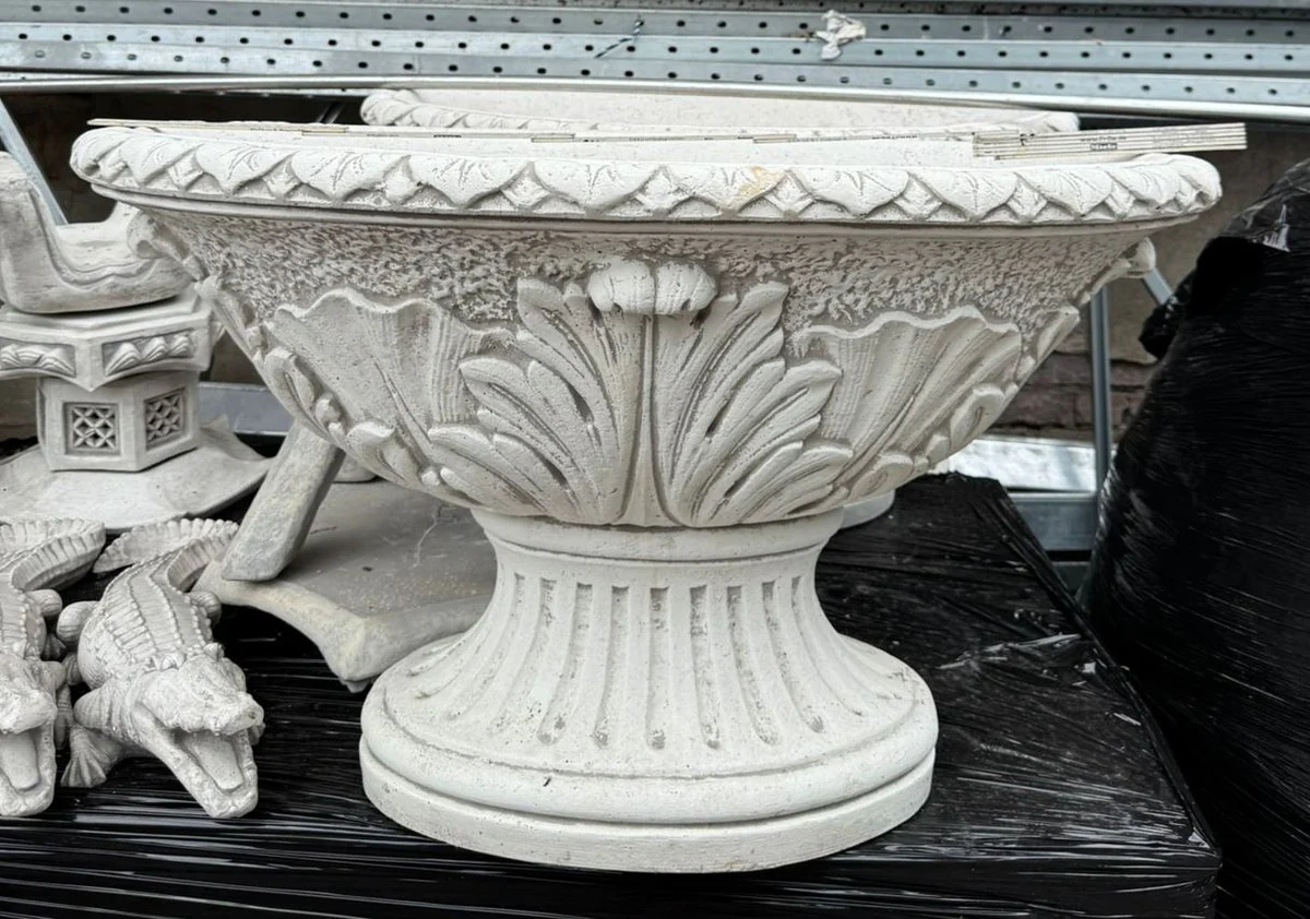 Luxus Barock Blumentopf Weiß 100 cm - Garten Deko Accessoires