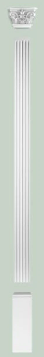 Barock Zierelement Säulen Kopfteil Weiß 22,8 x 6,2 x H. 14,9 cm - Wanddeko im Barockstil