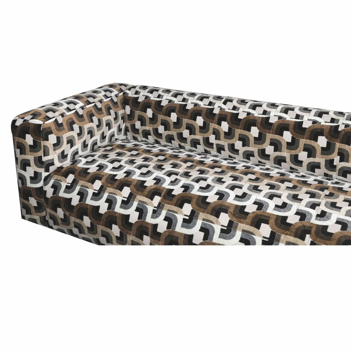 Luxus 3er Sofa Braun / Weiß / Schwarz 252 cm - Wohnzimmer & Hotel Möbel