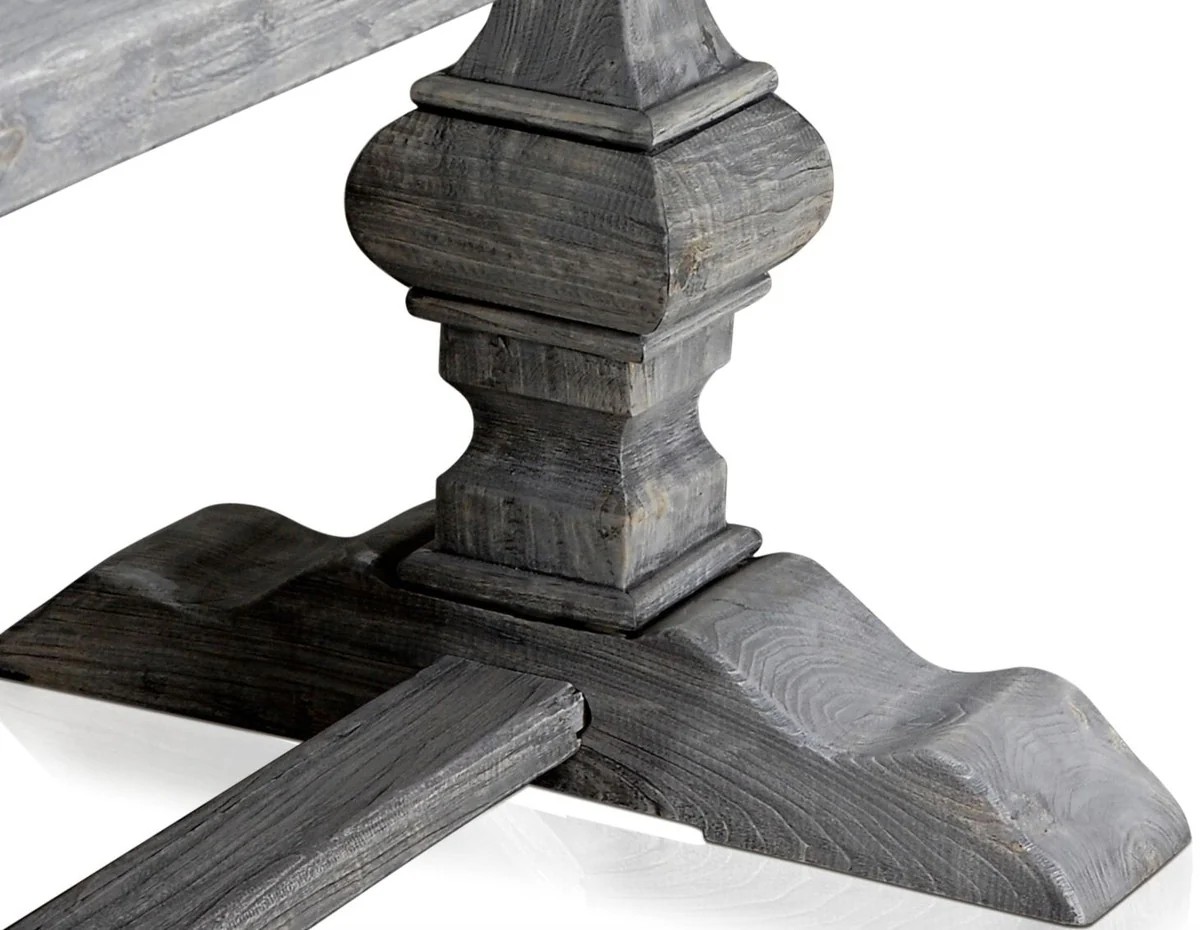 Luxus Massivholz Esstisch Grau 180 x 90 x H. 76 cm - Rechteckiger Küchentisch aus hochwertigen unbehandeltem Altholz