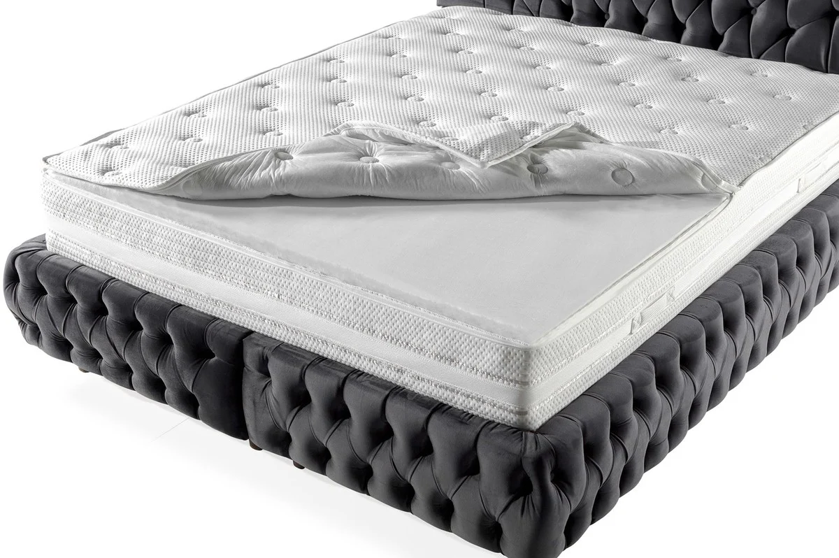 Luxus Doppelbett Grau / Braun - Verschiedene Größen - Modernes Bett mit Matratze - Schlafzimmer Möbel