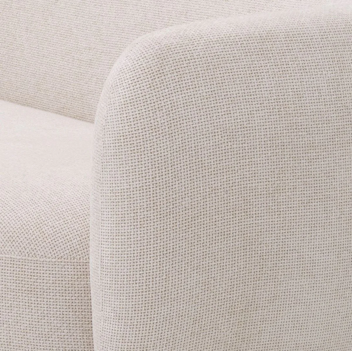 Luxus Sofa Creme / Messing 223 x 96 x H. 71 cm - Wohnzimmer Sofa - Hotel Sofa - Wohnzimmer Möbel - Hotel Möbel - Luxus Möbel - Luxus Einrichtung - Wohnzimmer Einrichtung