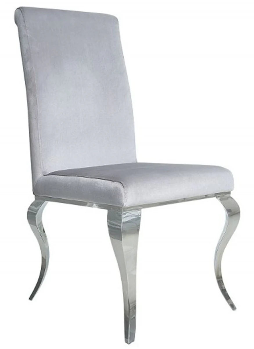 Esszimmer Stuhl Silbergrau / Silber - Designer Stuhl - Modern Barock