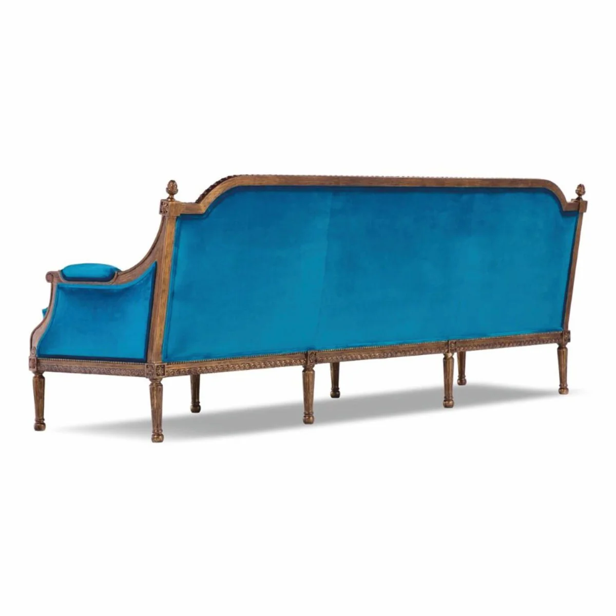 Luxus Barock Samt Sofa Blau / Braun 233 cm - Barockstil Wohnzimmer Möbel