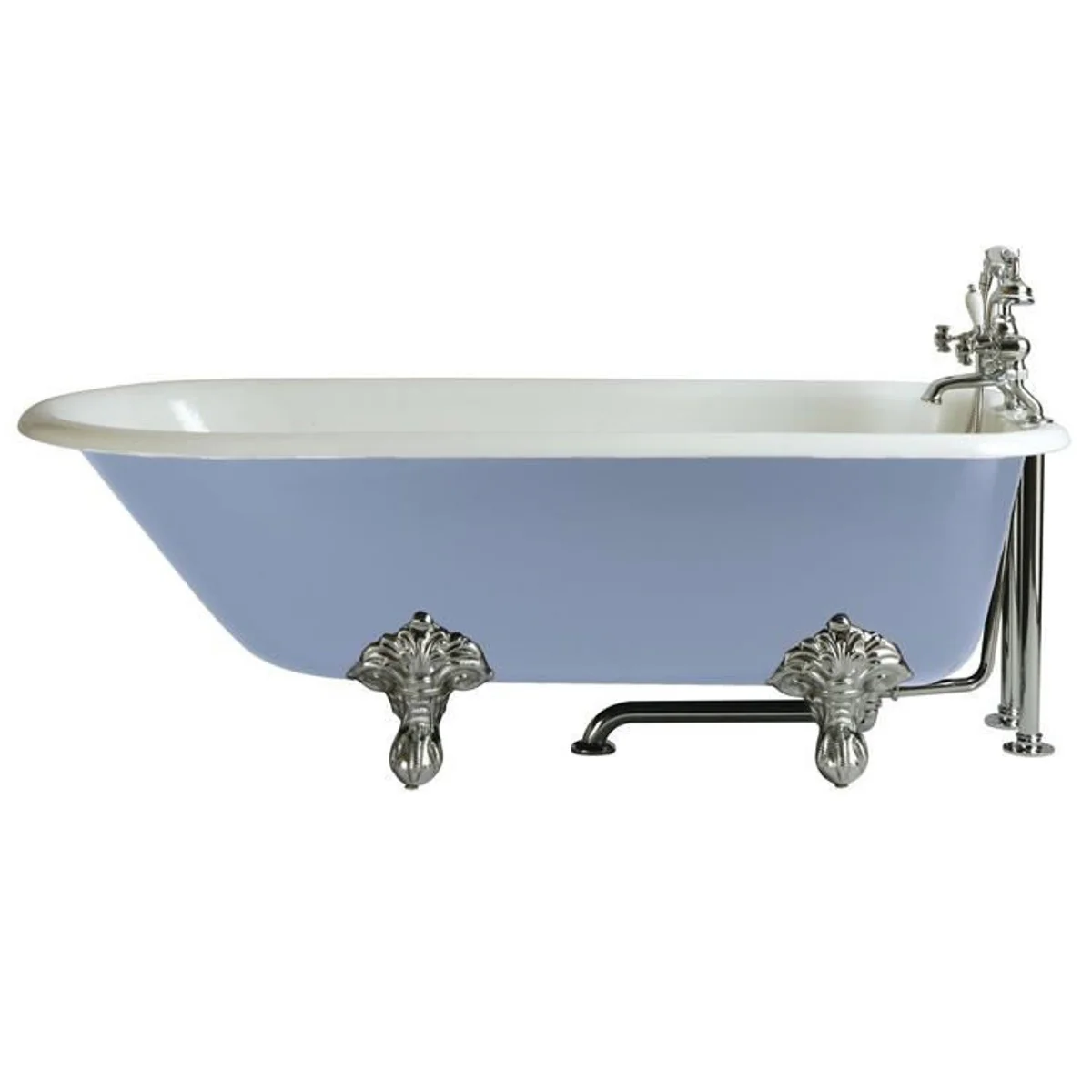 Luxus Gusseisen Badewanne Hellblau / Weiß 170 cm - Freistehende Badewanne - Barock & Jugendstil Badezimmer Möbel