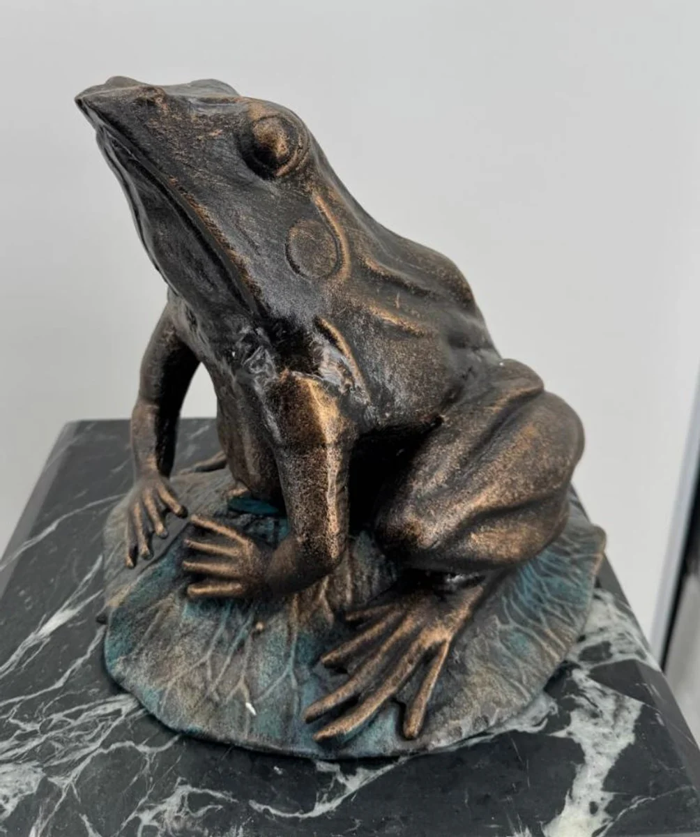 Gusseisen Deko Frosch Bronze / Türkis H. 24 cm - Deko Figur