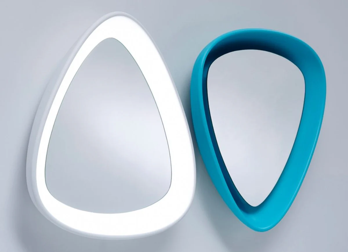 Luxus Designer Spiegel Blau 64 x H. 63 cm - Designer Wandspiegel mit Licht