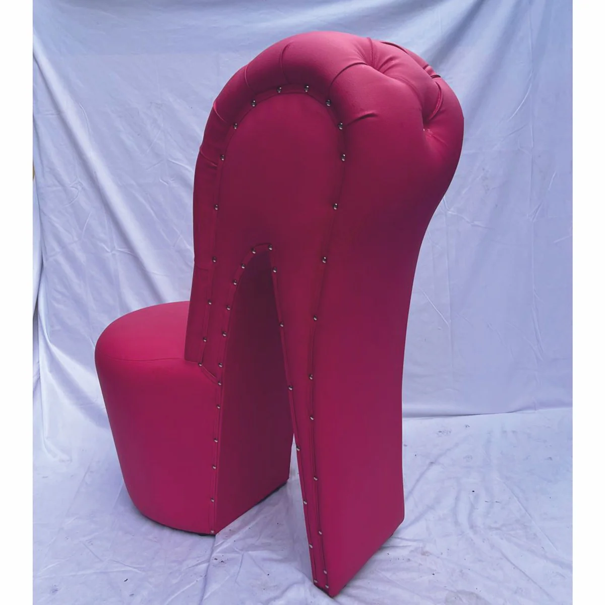 Luxus High Heel Kunstleder Sessel mit Glitzersteinen Pink H. 100 cm
