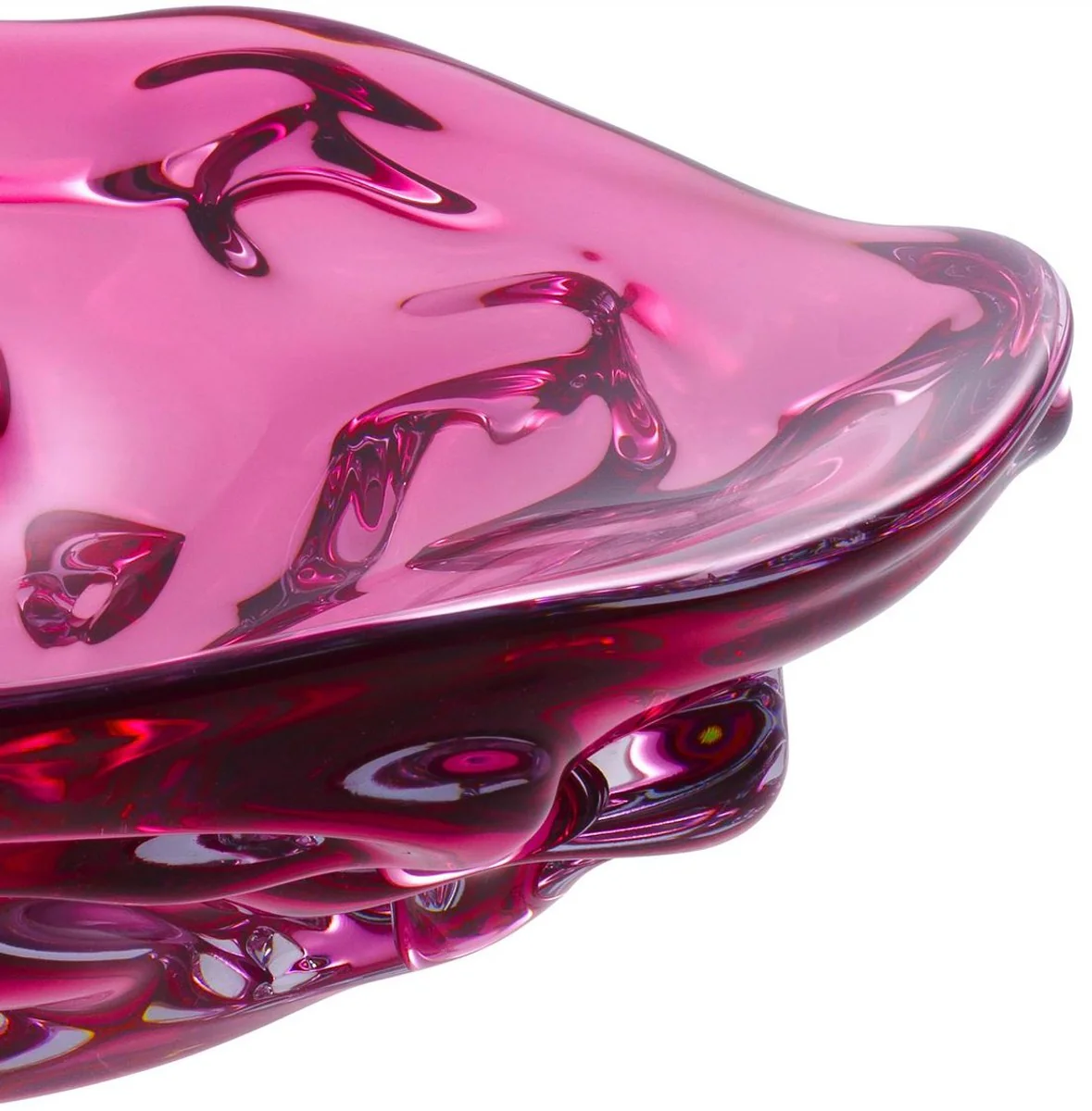 Luxus Glasschale Rosa Ø 27,5 x H. 7 cm - Mundgeblasene Deko Glas Obstschale - Glas Deko Accessoirs - Luxus Kollektion