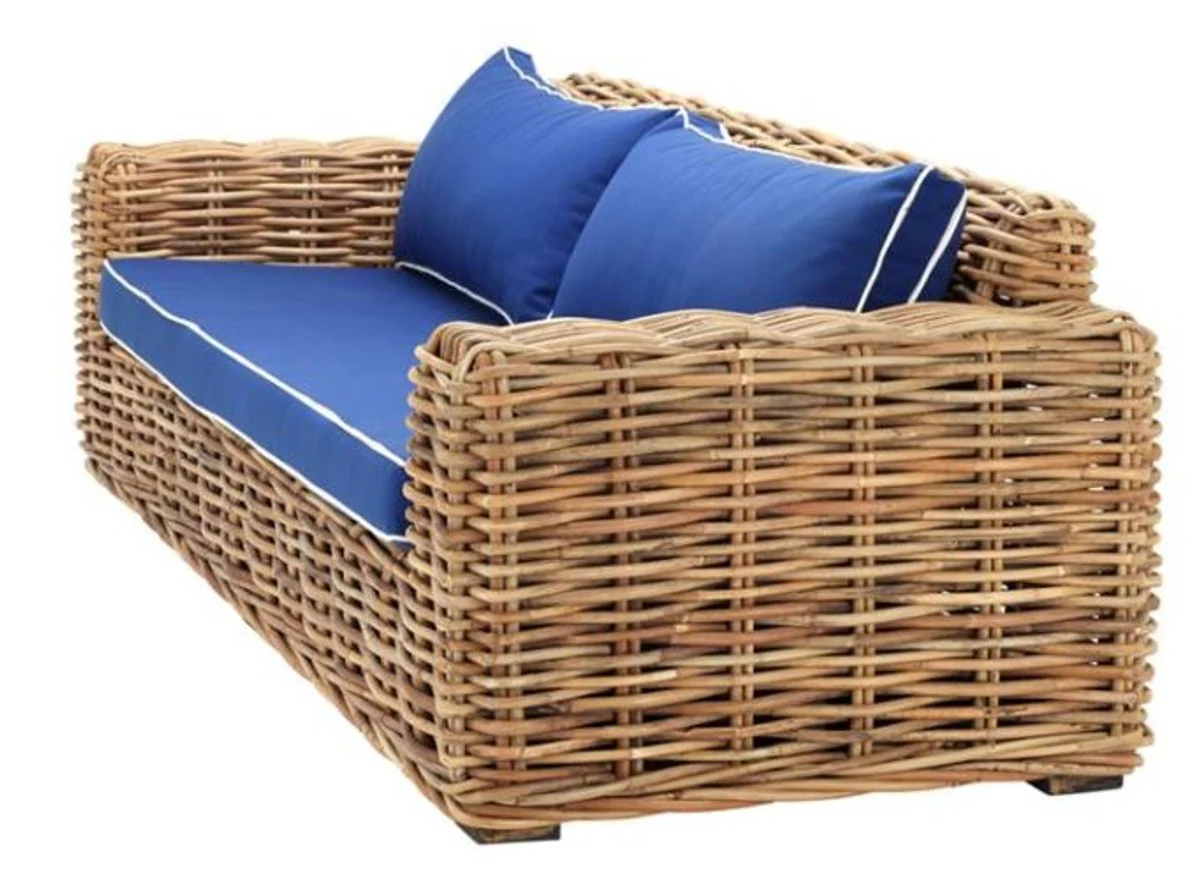 Designer Rattan Sofa 230 x 88 x H. 69 cm - Luxus Wohnzimmer Möbel