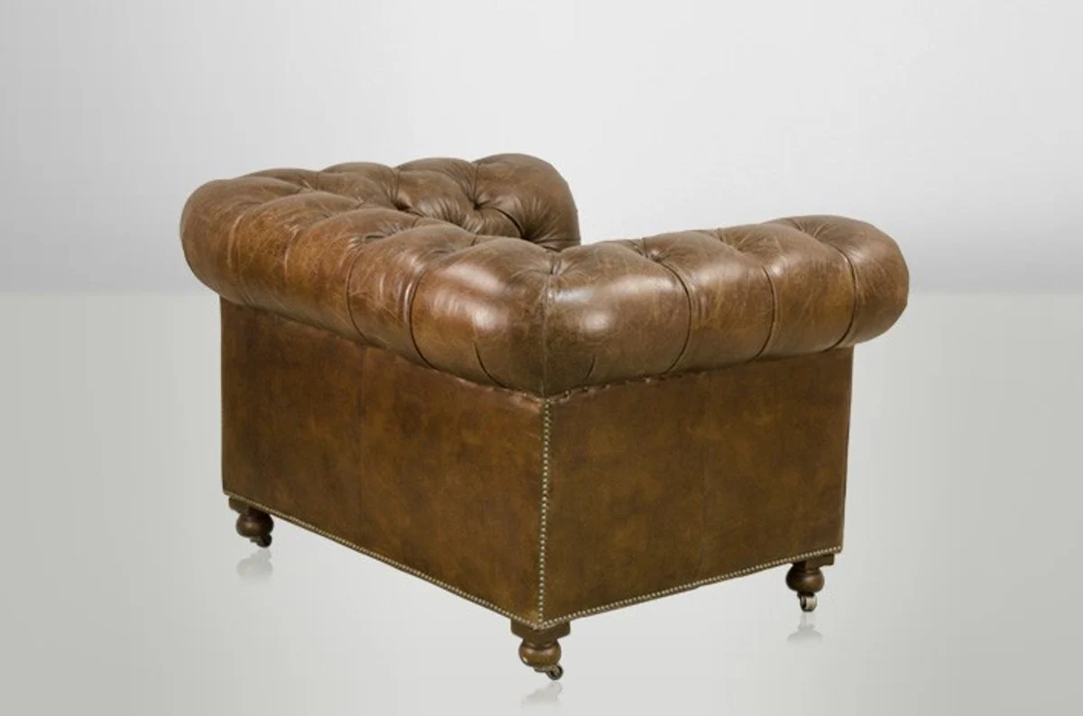 Chesterfield Luxus Echt Leder Sessel Vintage Leder von Cigar - Club Sessel
