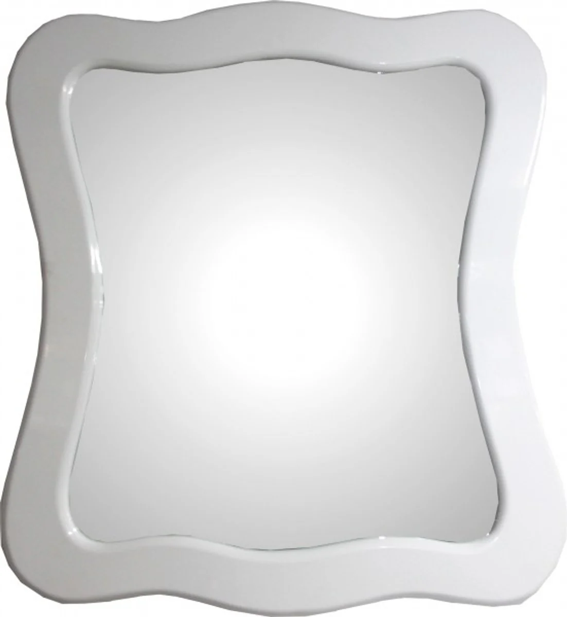 Barock Wandspiegel Weiß Hochglanz 95 x 89 cm - Barocker Spiegel